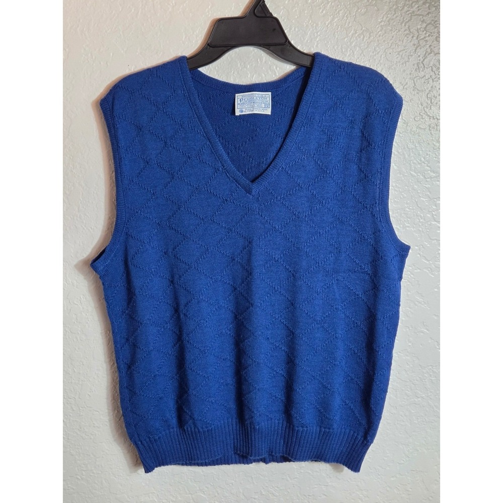 Pendleton V‎ Neck Sweater Vest Mens Size 1x Blue Wool Argyle Classic Preppy USA
